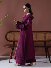 ASIM JOFA-3PC DHANAK EMBROIDERED SHIRT WITH COURTRAI PRINTED SHAWL & TOUSER-ADR-4219