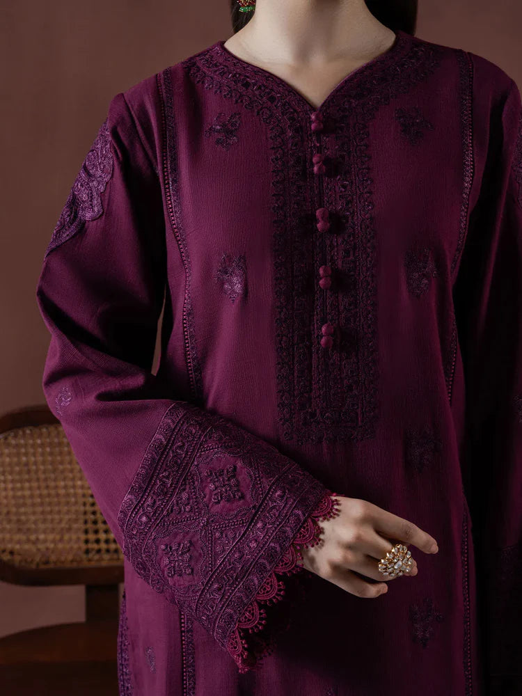 ASIM JOFA-3PC DHANAK EMBROIDERED SHIRT WITH COURTRAI PRINTED SHAWL & TOUSER-ADR-4219