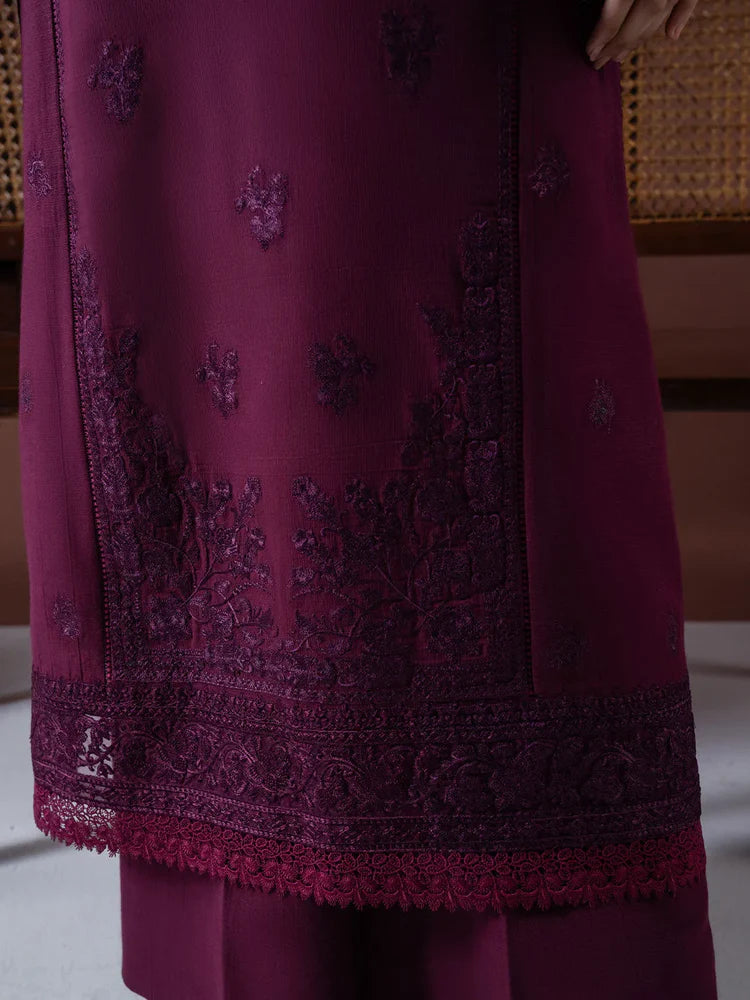 ASIM JOFA-3PC DHANAK EMBROIDERED SHIRT WITH COURTRAI PRINTED SHAWL & TOUSER-ADR-4219