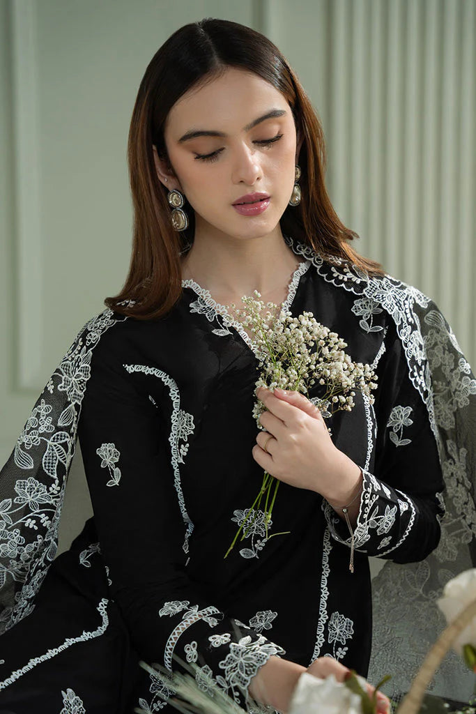 CROSS STITCH-3PC LAWN EMBROIDERED SHIRT WITH KHAADI NET EMBROIDRERD DUPATTA & TROUSER-ADR-3666