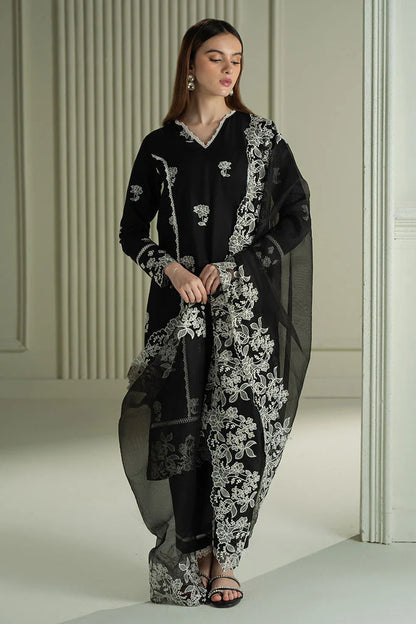 CROSS STITCH-3PC LAWN EMBROIDERED SHIRT WITH KHAADI NET EMBROIDRERD DUPATTA & TROUSER-ADR-3666