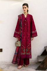 REPUBLIC-3PC DHANAK EMBROIDERED SHIRT WITH COURTRAI PRINTED SHAWL & DHANAK TOUSER-ADR-4278