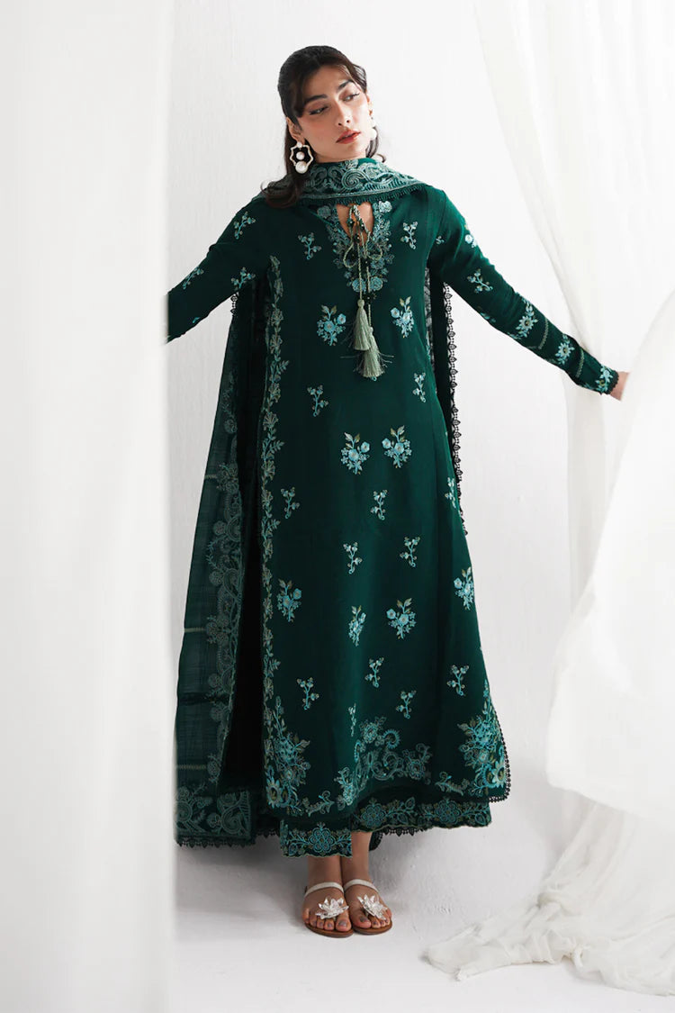 GARNET-3PC DHANAK EMBROIDERED SHIRT WITH DHANAK EMB SHAWL AND TROUSER-ADR-4318