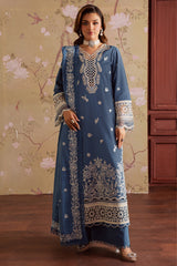 MAHNUR-3PC DHANAK EMBROIDERED SHIRT WITH DHANAK EMBROIDERED SHAWL & TROUSER-ADR-4323