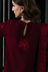BATIK-3PC DHANAK EMBROIDERED SHIRT WITH COURTRAI PRINTED SHAWL & TROUSER-ADR-