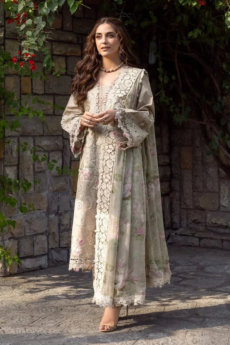 ELAF-3PC DHANAK CHIKAN EMBROIDERED SHIRT WITH WOOL PRINTED EMB SHAWL AND TROUSER-ADR-5101