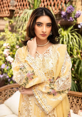 ELAF-3PC LAWN CHIKANKARI EMBROIDERED SHIRT WITH KHADDI NET EMBROIDERED DUPATTA AND TROUSER-ADR-4729