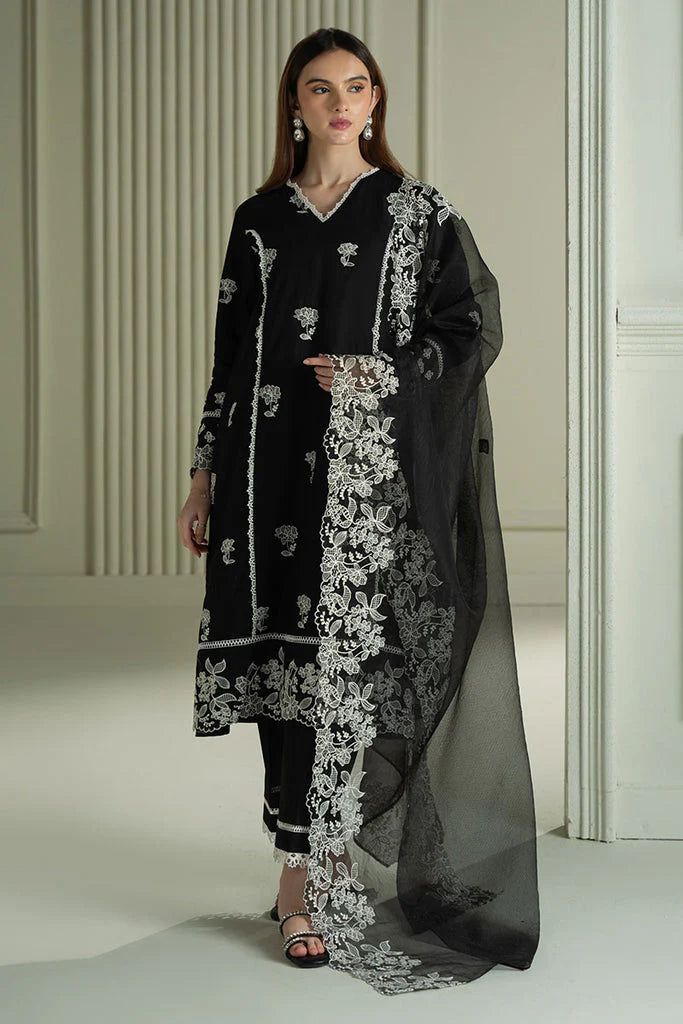 CROSS STITCH-3PC LAWN EMBROIDERED SHIRT WITH KHAADI NET EMBROIDRERD DUPATTA & TROUSER-ADR-3666