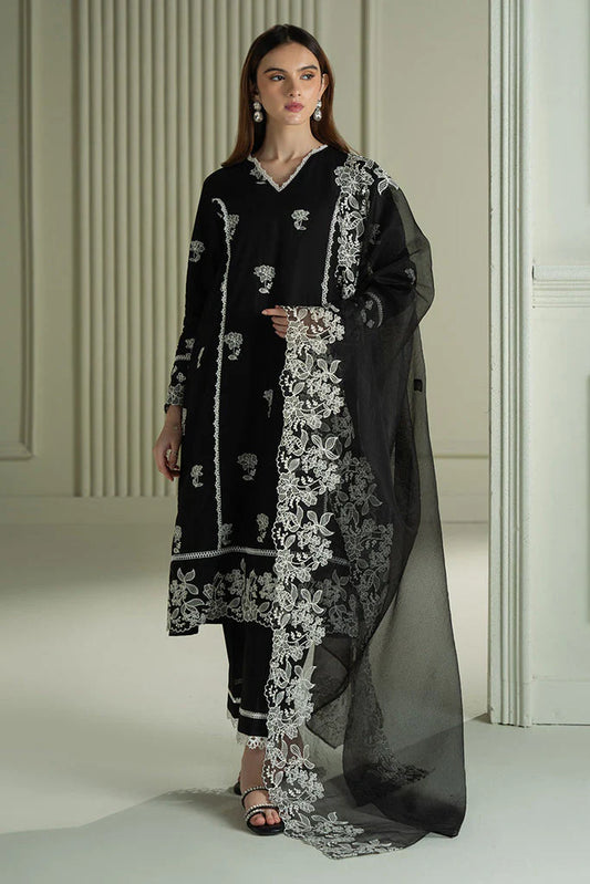 CROSS STITCH-3PC LAWN EMBROIDERED SHIRT WITH KHAADI NET EMBROIDRERD DUPATTA & TROUSER-ADR-3666