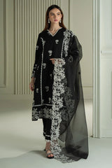 CROSS STITCH-3PC LAWN EMBROIDERED SHIRT WITH KHAADI NET EMBROIDRERD DUPATTA & TROUSER-ADR-3666