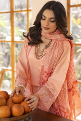 MIRAKHI-3PC LAWN LASERCUT EMBROIDERED SHIRT WITH MOARK PRINT DUPATTA-ADR-VOL-2