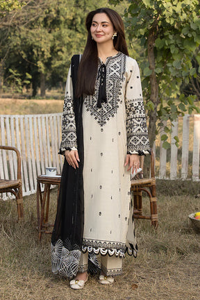 QALAMQAR-3PC LAWN EMBROIDERED SHIRT WITH CHIFFON EMBROIDERED DUPATTA AND TROUSER-ADR-3757