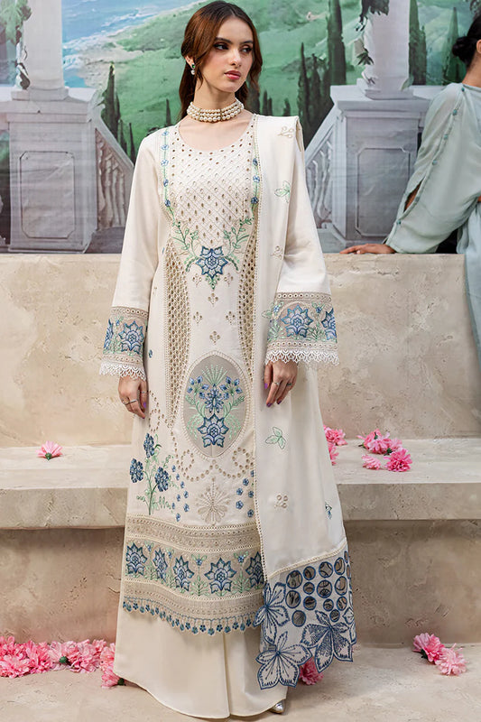 JAZMIN-3PC LAWN LASER EMBROIDERED SHIRT WITH LAWN LASER CUT EMBROIDERED READY TO WEAR DUPATTA-ADR-3650