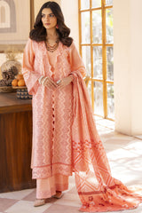 MIRAKHI-3PC LAWN LASERCUT EMBROIDERED SHIRT WITH MOARK PRINT DUPATTA-ADR-VOL-2