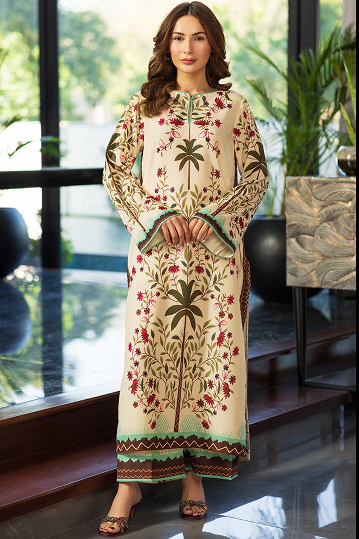 ADORE-2PC SHAMOZE SILK PRINTED SHIRT & SHAMOZE SILK PRINTED TROUSER-ADR-2003