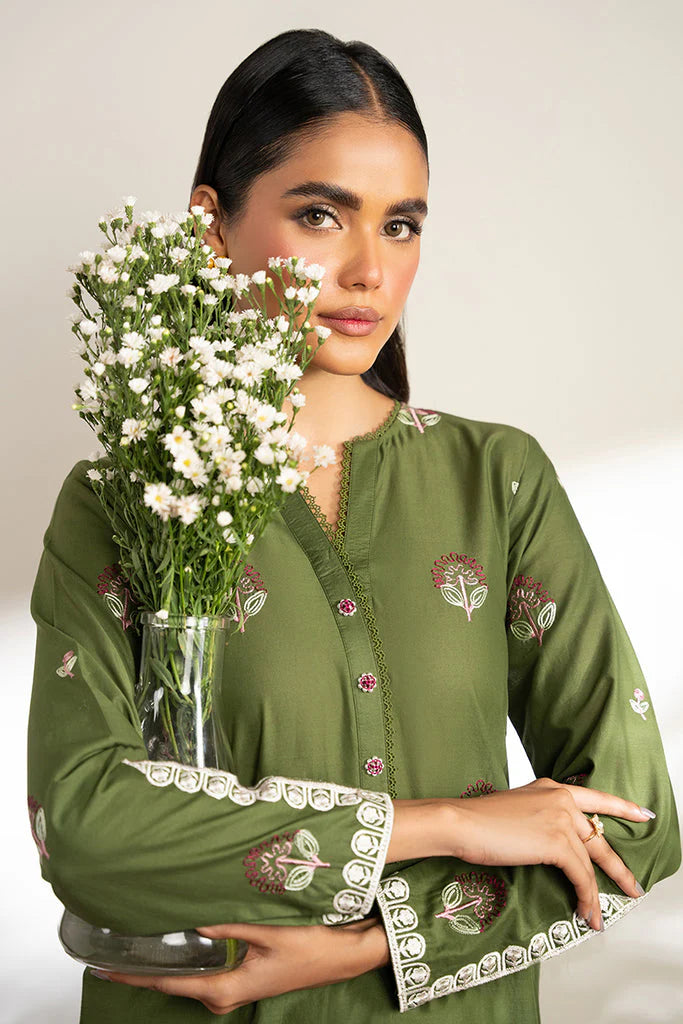 CROSS STICH-DHANAK 2PC EMBROIDRED SHIRT WITH EMBROIDRED TROUSER-ADR-3204