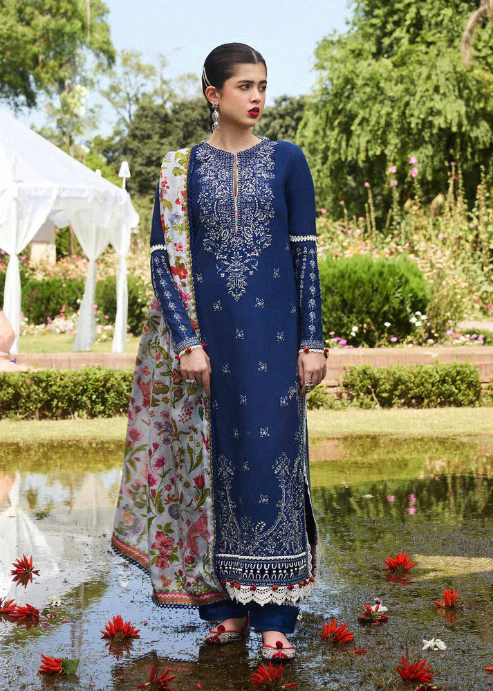 AYAN SAFFANA-3PC VISCOUS EMBROIDRED SHIRT WITH COUTURE PRINT SHAWL AND TROUSER-ADR-3159