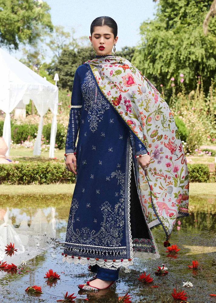 AYAN SAFFANA-3PC VISCOUS EMBROIDRED SHIRT WITH COUTURE PRINT SHAWL AND TROUSER-ADR-3159