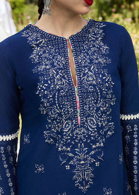 AYAN SAFFANA-3PC VISCOUS EMBROIDRED SHIRT WITH COUTURE PRINT SHAWL AND TROUSER-ADR-3159