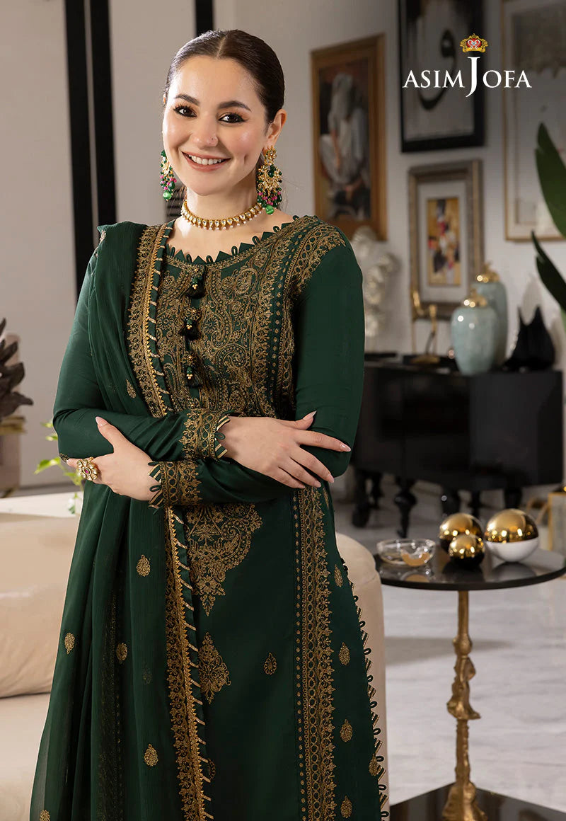 ASIM JOFA-3PC DHANAK SEQUIN EMBROIDRED SHIRT WITH CHIFFON EMBROIDRED DUPATTA AND TROUSER-ADR-4139