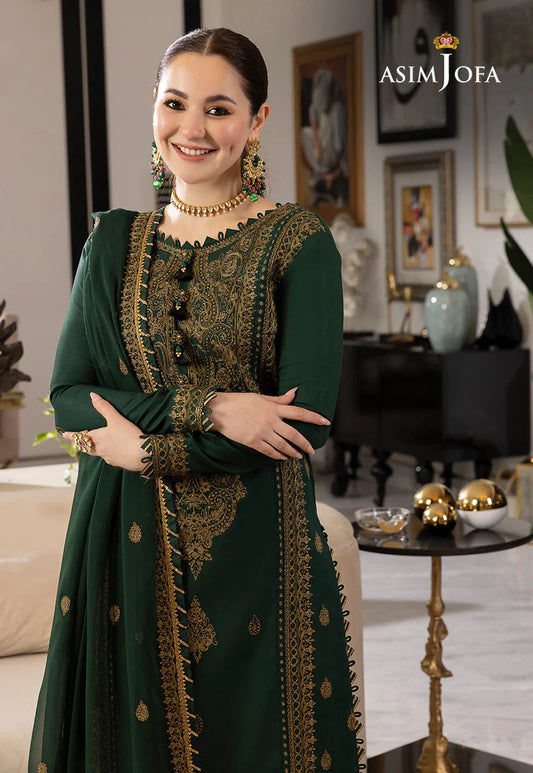 ASIM JOFA-3PC DHANAK SEQUIN EMBROIDRED SHIRT WITH CHIFFON EMBROIDRED DUPATTA AND TROUSER-ADR-4139