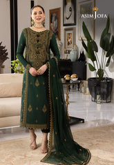 ASIM JOFA-3PC DHANAK EMBROIDRED SHIRT WITH DHANAK EMBROIDRED DUPATTA AND TROUSER-ADR-3198