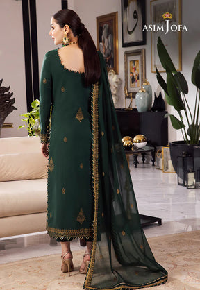 ASIM JOFA-3PC DHANAK EMBROIDRED SHIRT WITH DHANAK EMBROIDRED DUPATTA AND TROUSER-ADR-3198