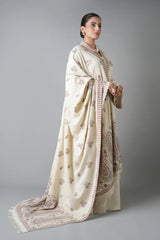 BAREEZE-3PC KARANDI EMBROIDERED SHIRT WITH KARANDI EMBROIDERED SHAWL AND KARANDI TROUSER-ADR-5254