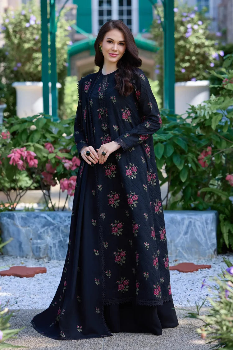 BAREEZE-3PC DHANAK EMBROIDERED SHIRT WITH DHANAK EMBROIDERED SHAWL AND TROUSER-ADR-5296