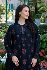 BAREEZE-3PC DHANAK EMBROIDERED SHIRT WITH DHANAK EMBROIDERED SHAWL AND TROUSER-ADR-5296