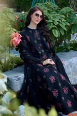 BAREEZE-3PC DHANAK EMBROIDERED SHIRT WITH DHANAK EMBROIDERED SHAWL AND TROUSER-ADR-5296