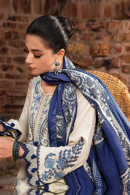 MARIA B -3PC KHADDAR HEAVY EMBROIDERED SHIRT WITH WOOL PRINT SHAWL AND TROUSER-ADR-4156