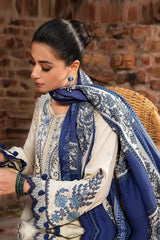MARIA B -3PC KHADDAR HEAVY EMBROIDERED SHIRT WITH WOOL PRINT SHAWL AND TROUSER-ADR-4156