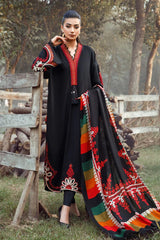MARIA B -3PC KHADDAR HEAVY EMBROIDERED SHIRT WITH WOOL PRINT SHAWL AND TROUSER -ADR-3103 (A)