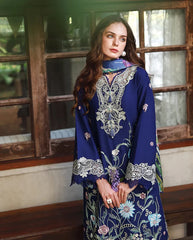 MUSHQ-3PC LAWN EMBROIDERED SHIRT WITH CHIFFON PRINTED DUPATTA AND TROUSER-ADR-4926