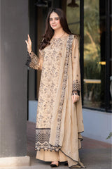 SAPPHIRE-3PC DHANAK EMBROIDERED SHIRT WITH CHIFFON EMBROIDERED DUPATTA AND TROUSER-ADR-4035