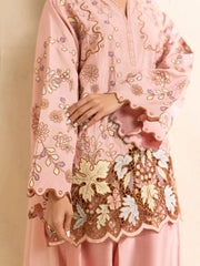 SAPPHIRE-3PC DHANAK EMBROIDERED SHIRT WITH DHANAK EMBROIDERED SHAWL AND TROUSER-ADR-5298