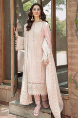 JAZMIN-3PC LAWN CHIKANKARI EMBROIDERED SHIRT WITH KHADDI NET EMB DUPATTA AND TROUSER -ADR-4552