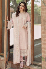 JAZMIN-3PC LAWN CHIKANKARI EMBROIDERED SHIRT WITH KHADDI NET EMB DUPATTA AND TROUSER -ADR-4552