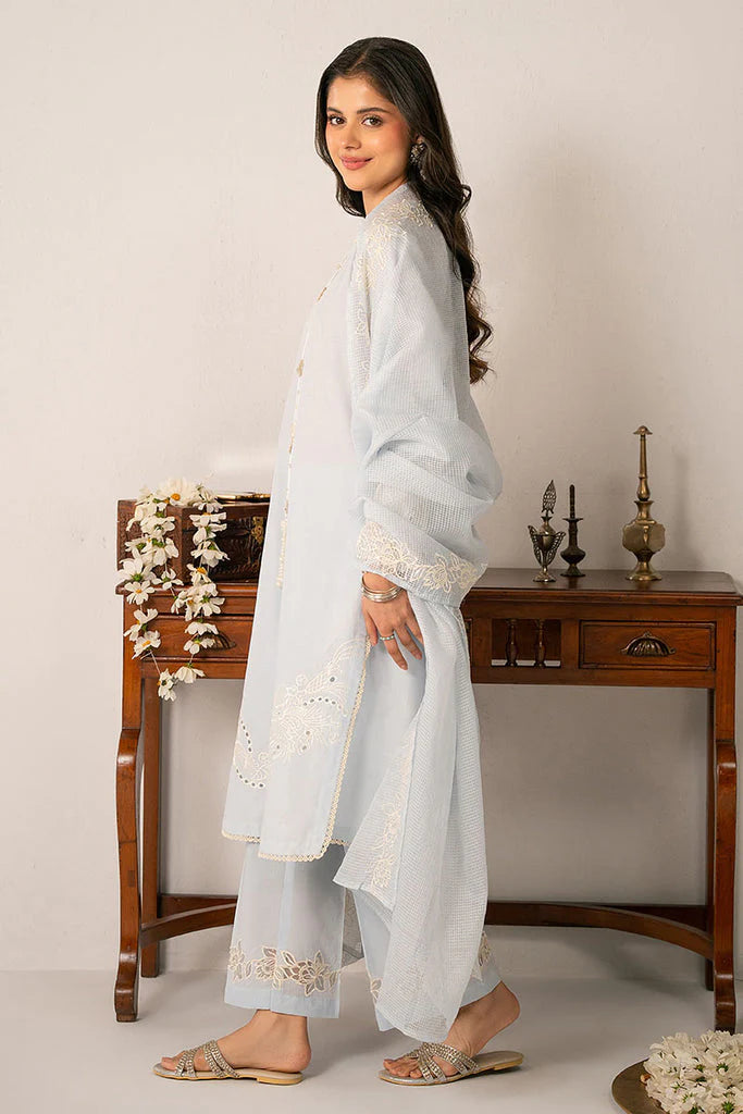 CROSS STITCH-3PC LAWN EMBROIDERED SHIRT WITH KHAADI NET EMBROIDRERD DUPATTA & TROUSER-ADR-3766