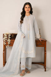 CROSS STITCH-3PC LAWN EMBROIDERED SHIRT WITH KHAADI NET EMBROIDRERD DUPATTA & TROUSER-ADR-3766