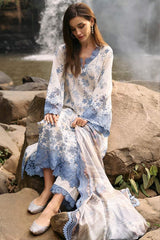 IMAGE-3PC DHANAK EMBROIDERED SHIRT WITH COURTAI PRINTED SHAWL & TROUSER-ADR-4099