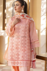 MIRAKHI-3PC LAWN LASERCUT EMBROIDERED SHIRT WITH MOARK PRINT DUPATTA-ADR-VOL-3