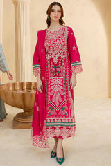 JAZMIN-3PC LAWN LASER EMBROIDERED SHIRT WITH LAWN LASER EMBROIDERED READY TO WEAR DUPATTA-3649