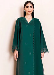 SERAN-3PC DHANAK EMBROIDERED SHIRT WITH SILK EMBROIDERED DUPATTA AND TROUSER-ADR-5196