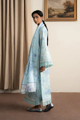 AYZEL-3PC LAWN PRINTED EMB SHIRT WITH SILK PRINTED DUPATTA AND PRINTED TROUSER-ADR-043