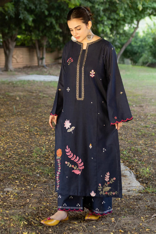 Urge - 2PC Dhanak Embroidered Shirt With Dhanak Embroidered Trouser-ADR-3340