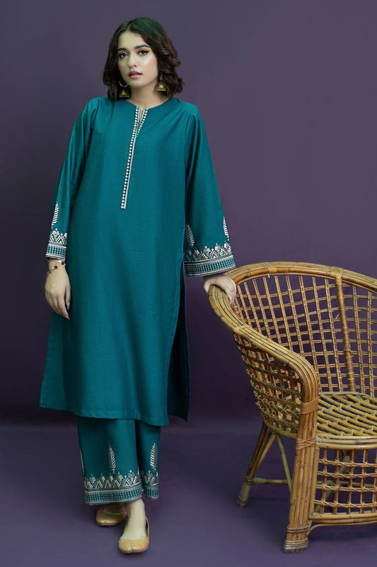 URGE-2PC DHANAK EMBROIDRED SHIRT WITH AND EMBROIDRED TROUSER-ADR-113