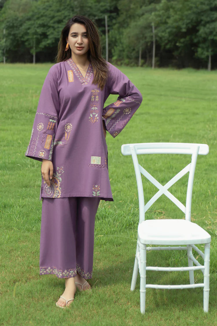 URGE-2PC DHANAK EMBROIDERED SHIRT WITH DHANAK EMBROIDRED TROUSER-ADR-137