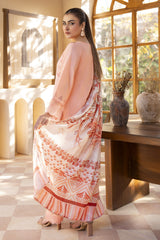 MIRAKHI-3PC LAWN LASERCUT EMBROIDERED SHIRT WITH MOARK PRINT DUPATTA-ADR-VOL-3